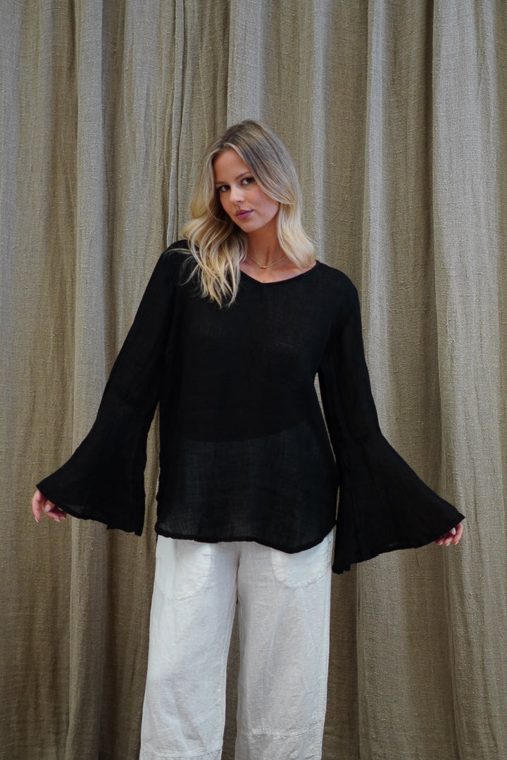 Adele Bell Sleeves Top Black