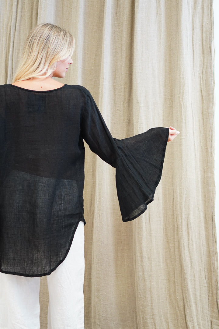 Adele Bell Sleeves Top Black