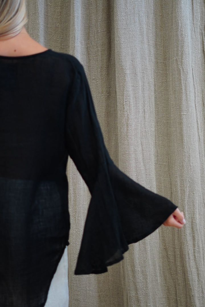 Adele Bell Sleeves Top Black