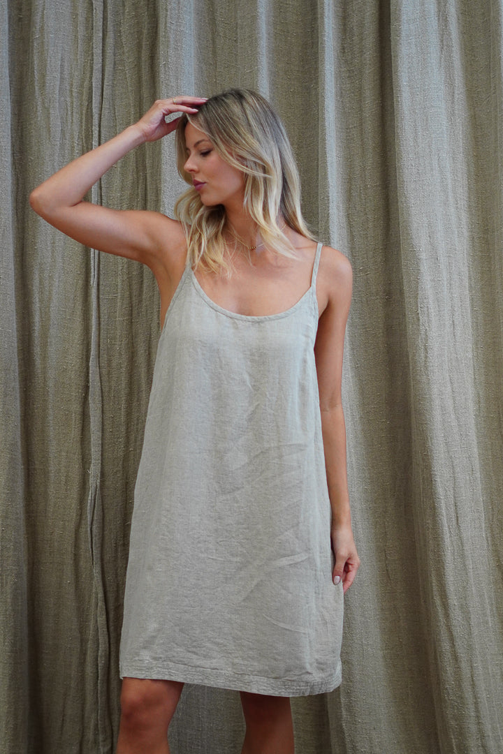 Nicola Slip Linen Dress Natural