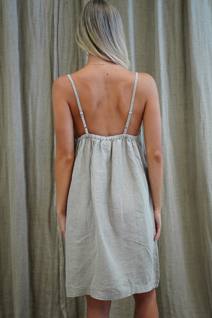 Nicola Slip Linen Dress Natural