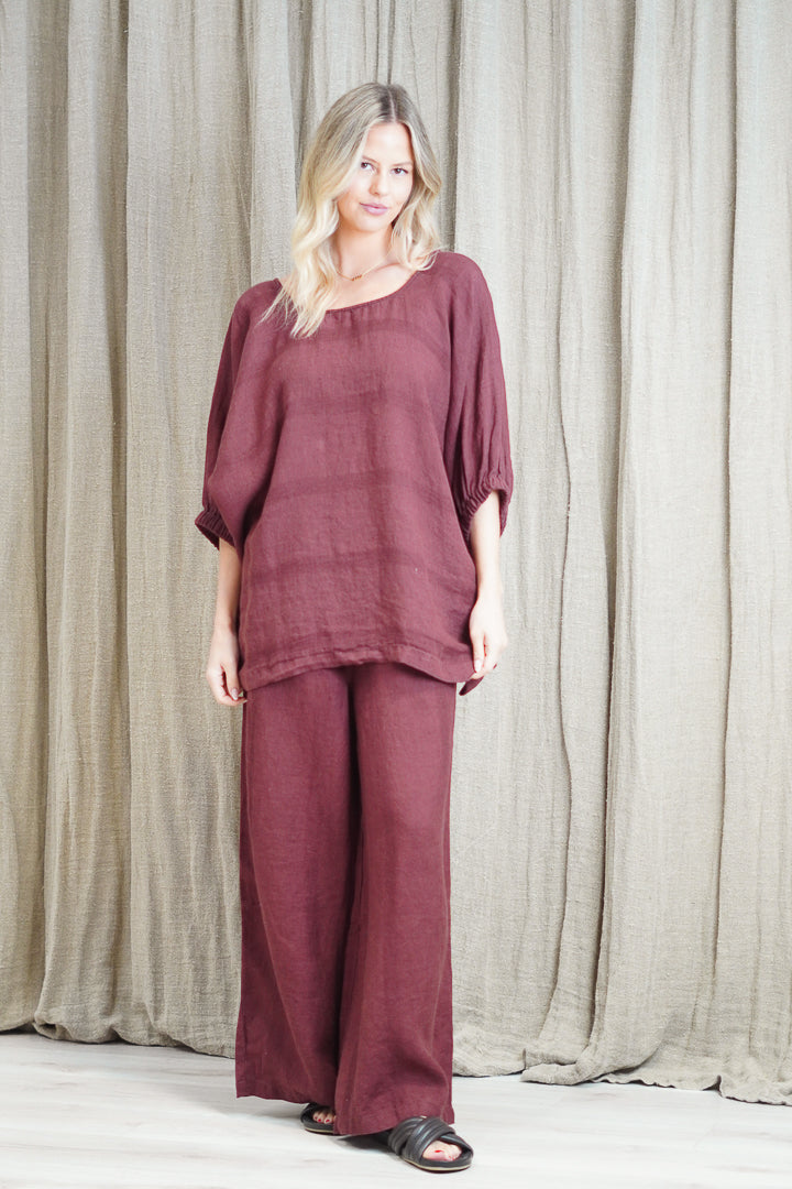 Mia Linen Pants Hot Chocolate Combo