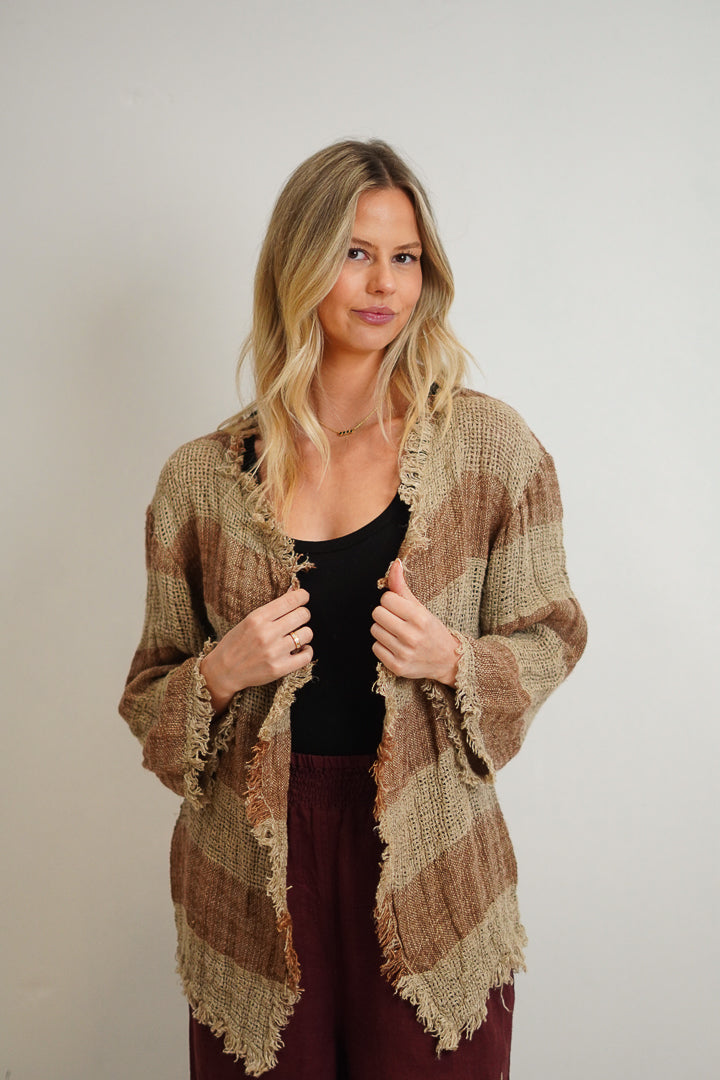 Nora Jacket Natural Brown & Stripes