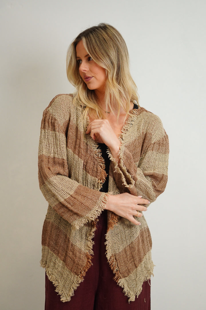 Nora Jacket Natural Brown & Stripes
