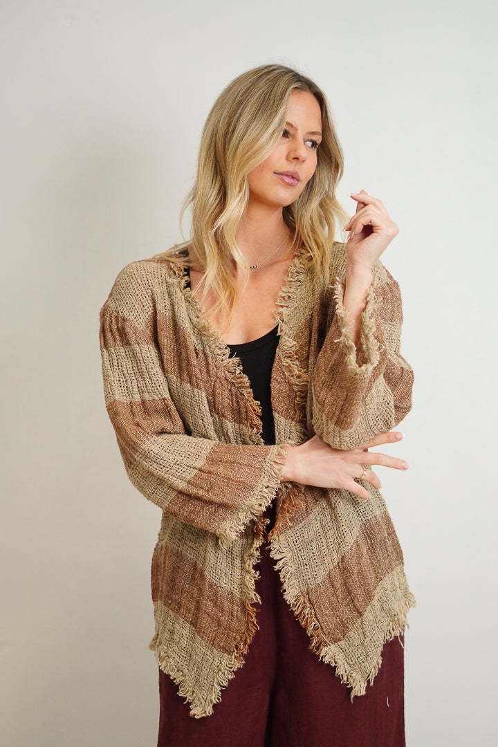 Nora Jacket Natural Brown & Stripes
