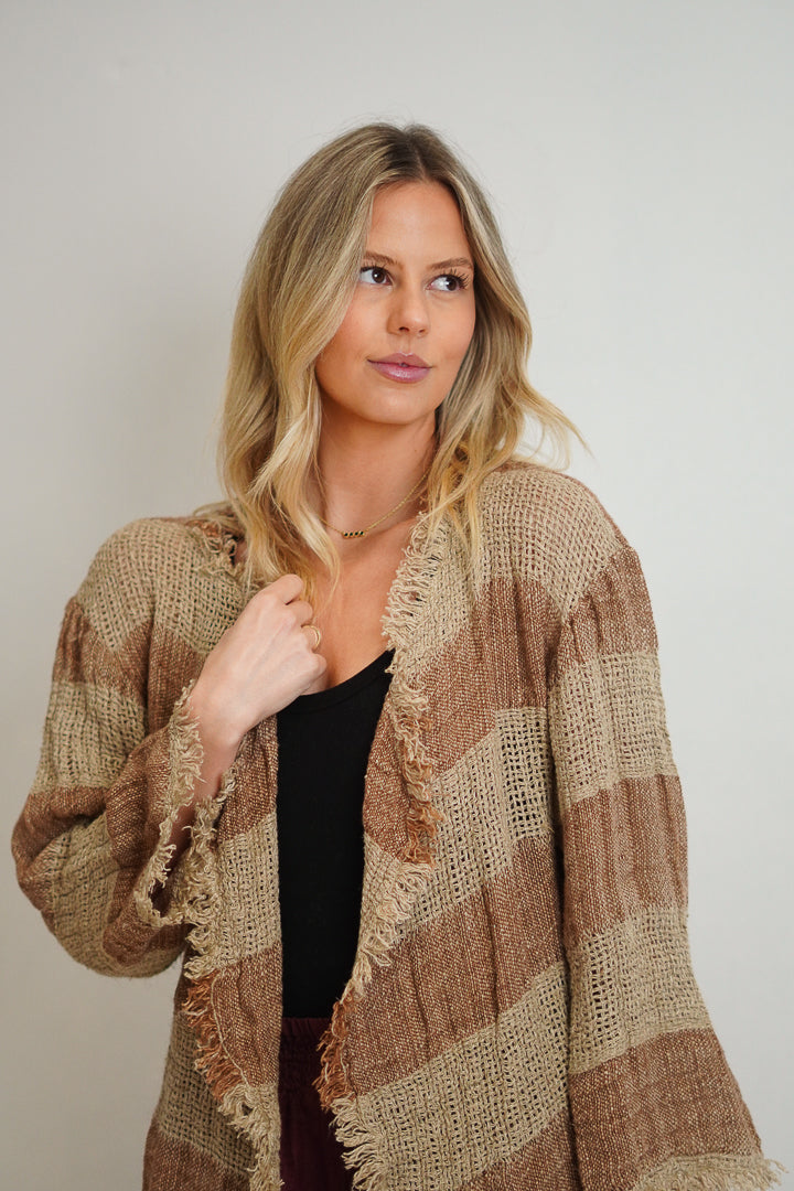 Nora Jacket Natural Brown & Stripes