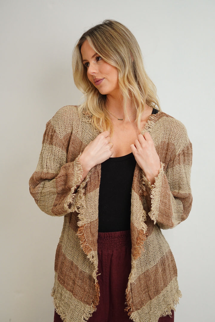 Nora Jacket Natural Brown & Stripes