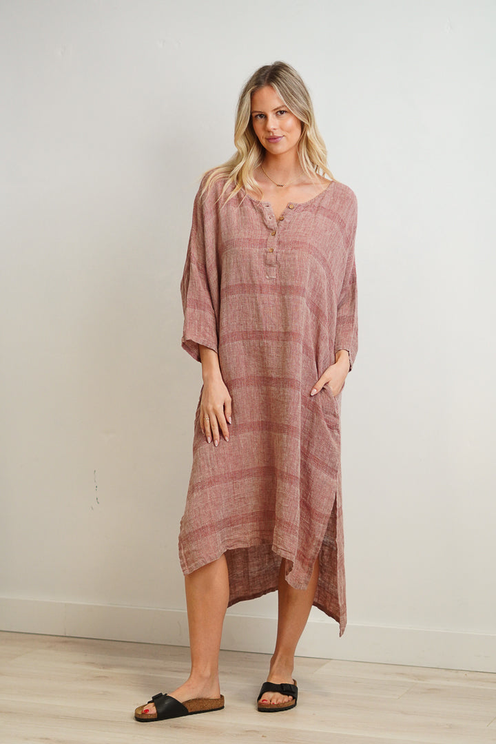 Amara Kaftan Mahogany & Natural Stripes