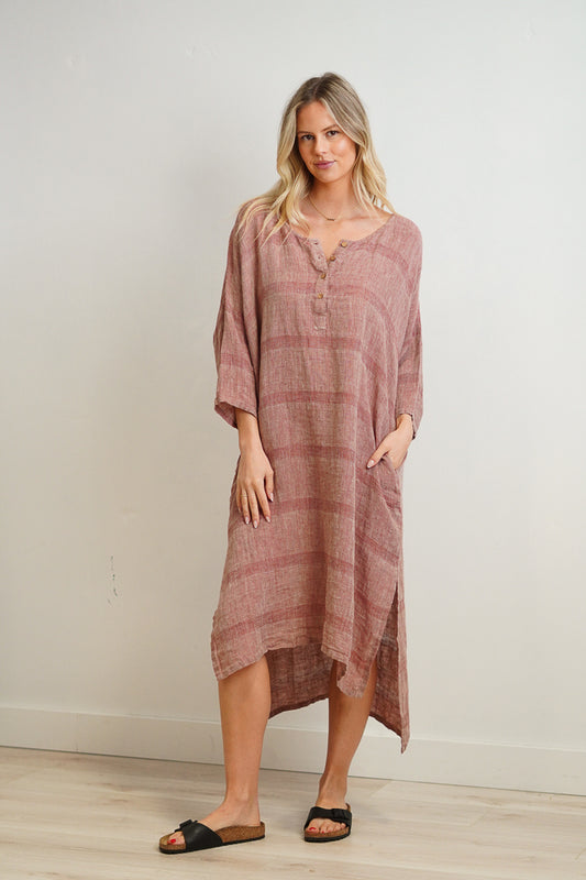 Amara Kaftan Mahogany & Natural Stripes