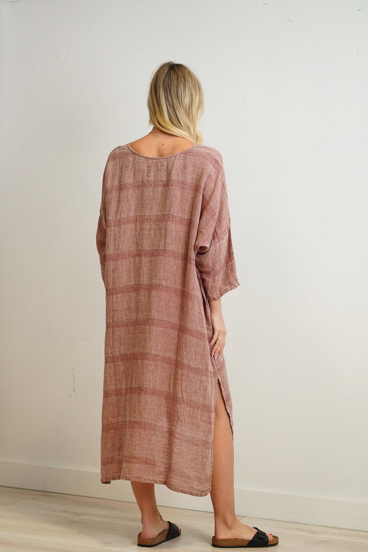 Amara Kaftan Mahogany & Natural Stripes