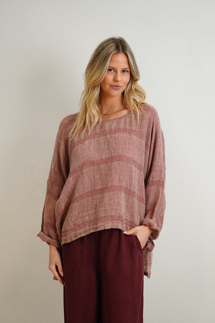Valentina Top Mahogany & Natural Stripes