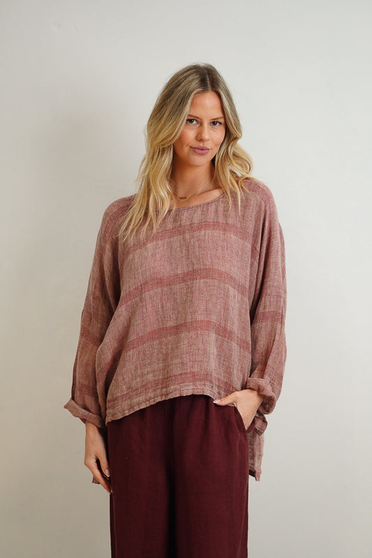 Valentina Top Mahogany & Natural Stripes