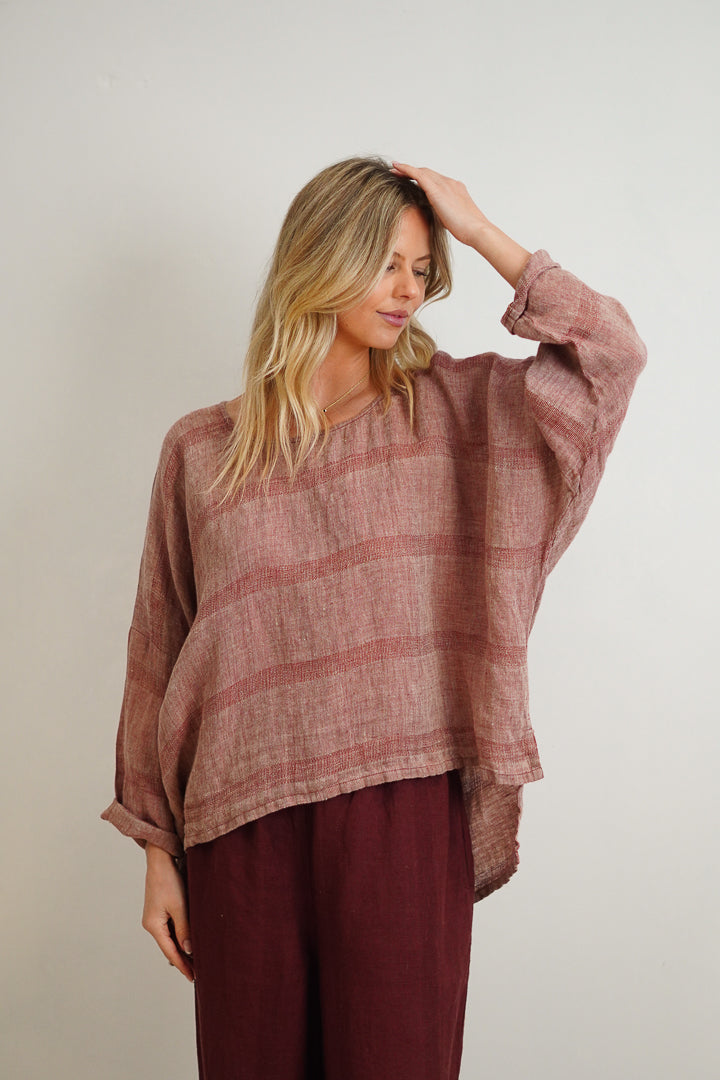 Valentina Top Mahogany & Natural Stripes