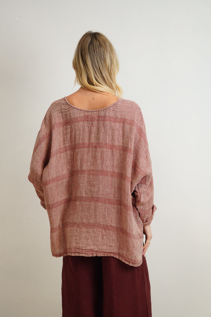Valentina Top Mahogany & Natural Stripes