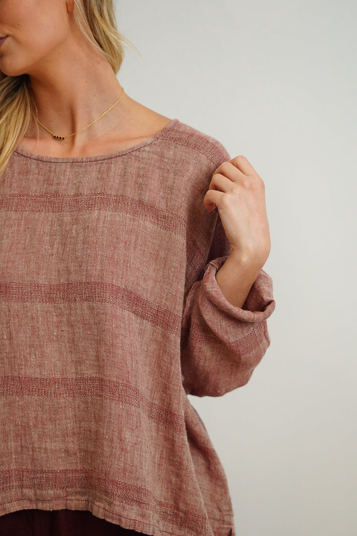 Valentina Top Mahogany & Natural Stripes