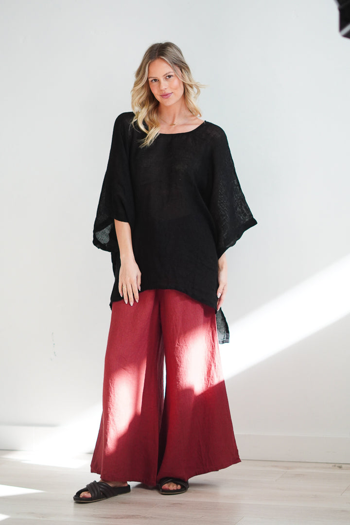 Carlotta Wide Sleeves Top Black Mesh