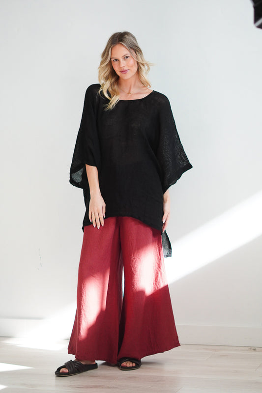 Carlotta Wide Sleeves Top Black Mesh