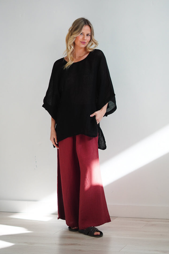 Carlotta Wide Sleeves Top Black Mesh