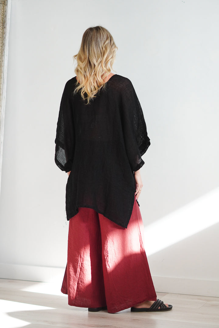Carlotta Wide Sleeves Top Black Mesh