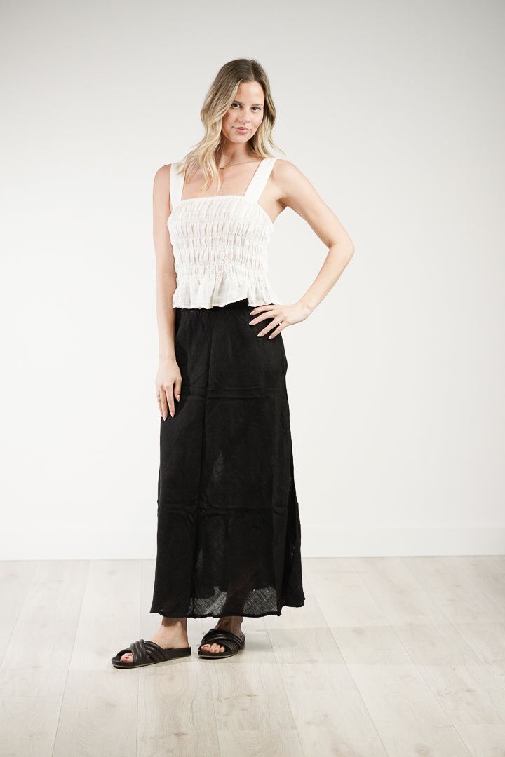 Fia Shirred Top Combo White