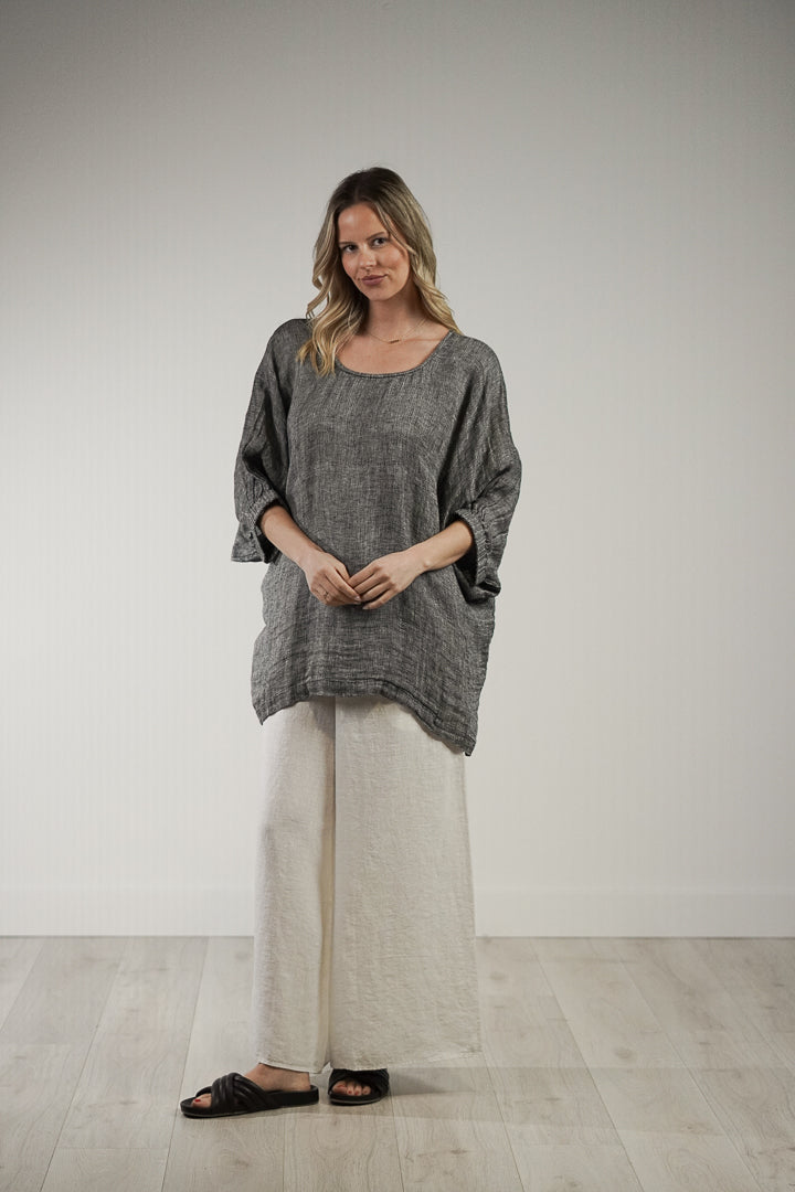 Rosetta Top Black & White Woven