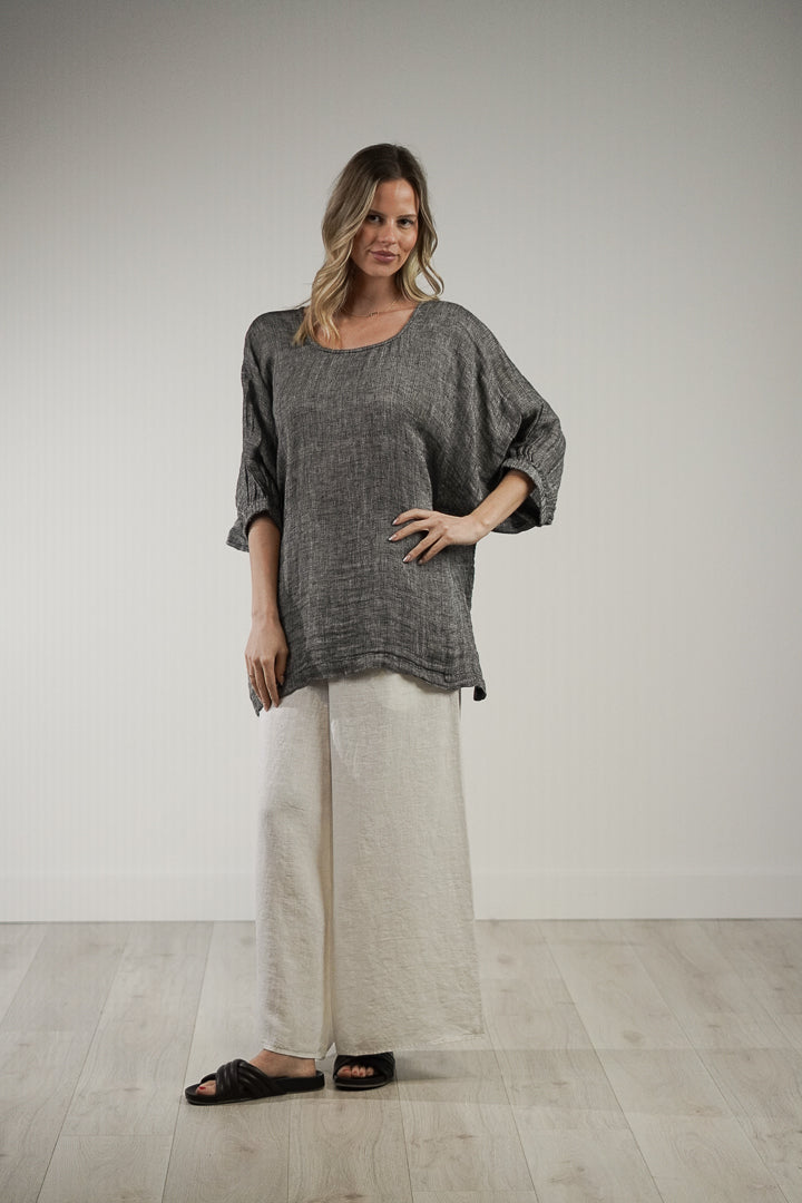 Rosetta Top Black & White Woven