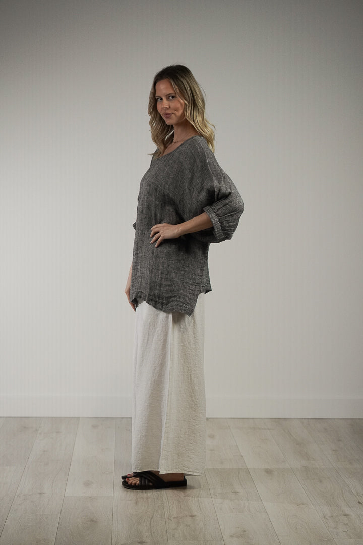Rosetta Top Black & White Woven