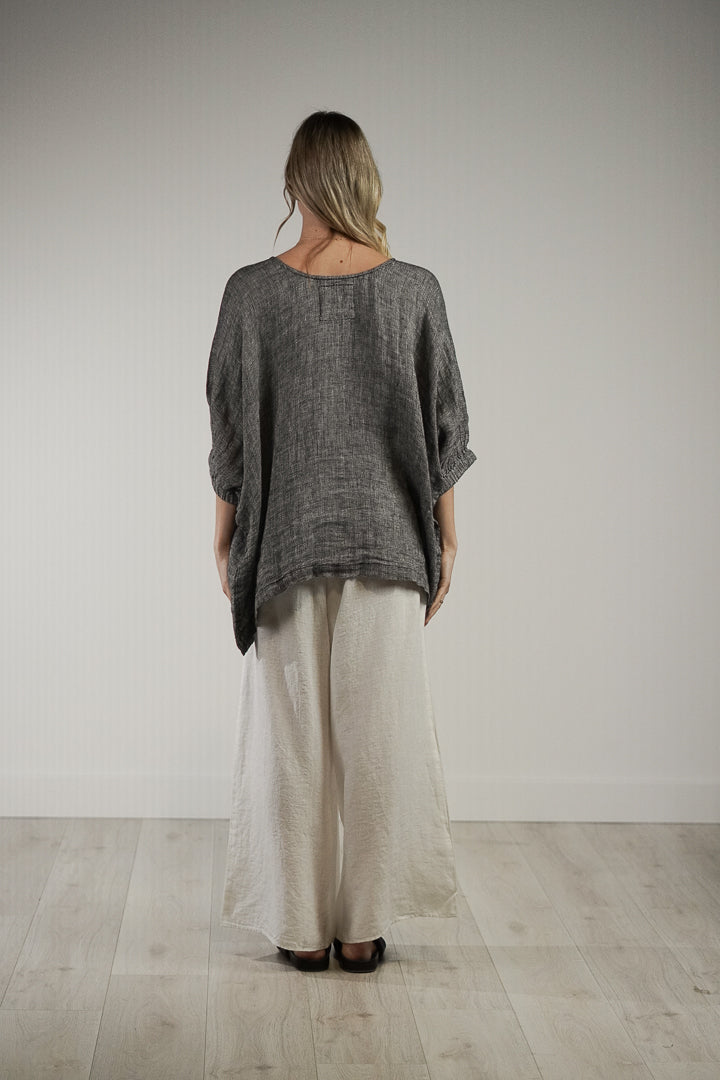 Rosetta Top Black & White Woven