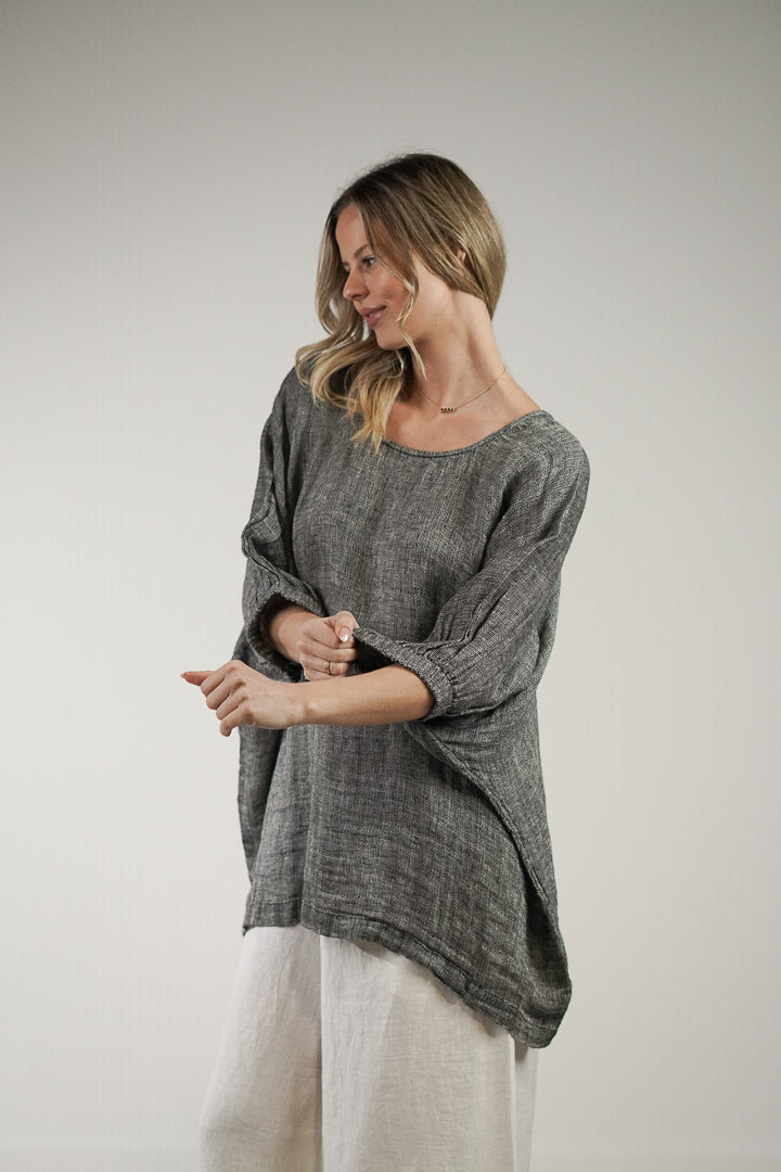 Rosetta Top Black & White Woven