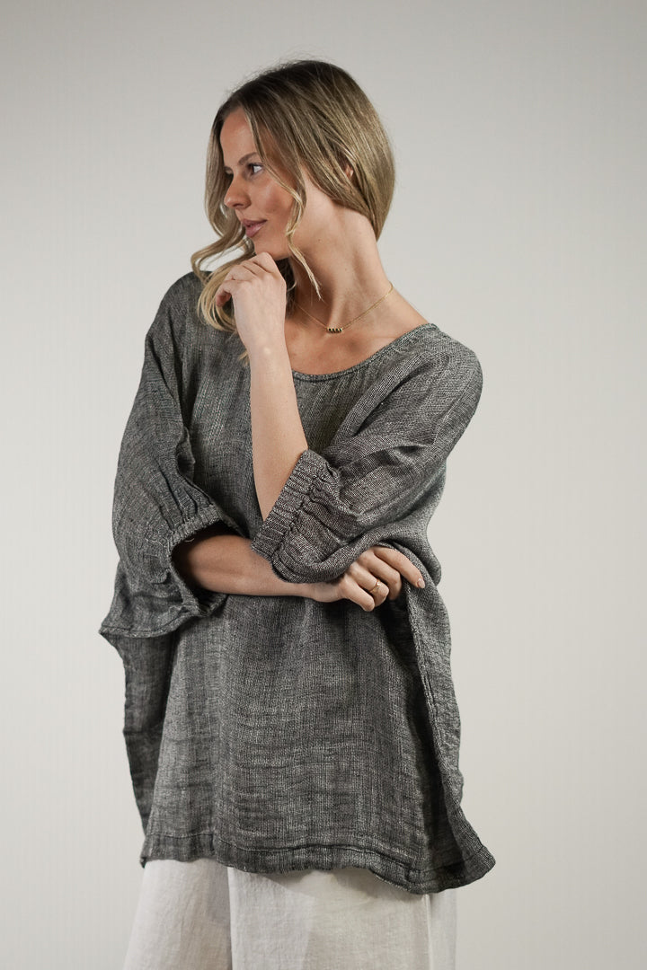 Rosetta Top Black & White Woven