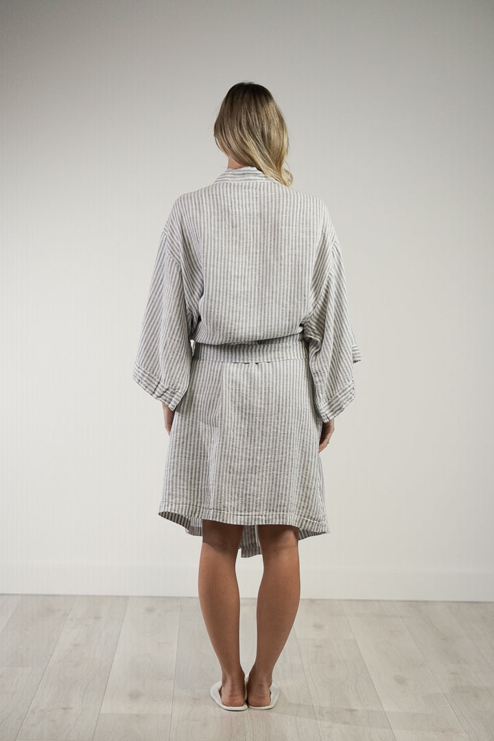 Verona Linen Robe Powder Blue Stripe