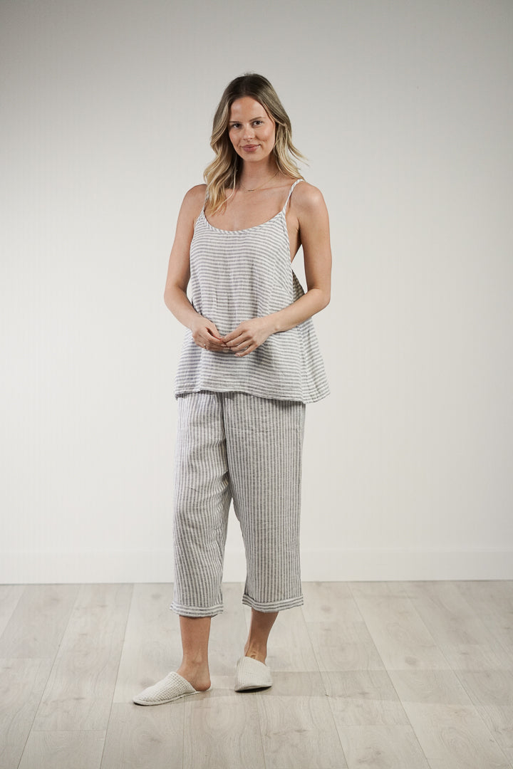 Tilly Linen 3/4 Pants Powder Blue Stripe