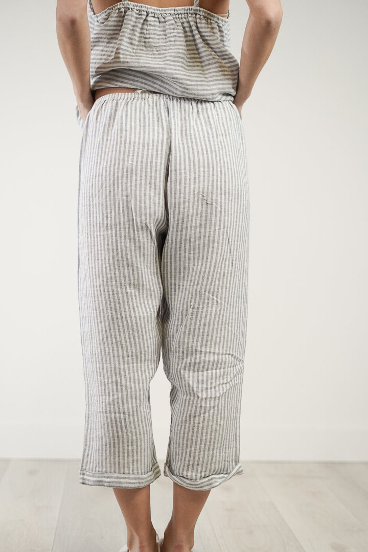 Tilly Linen 3/4 Pants Powder Blue Stripe