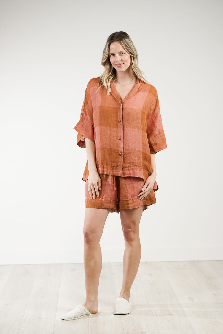 Noemi Half Sleeves Top Plaid Check