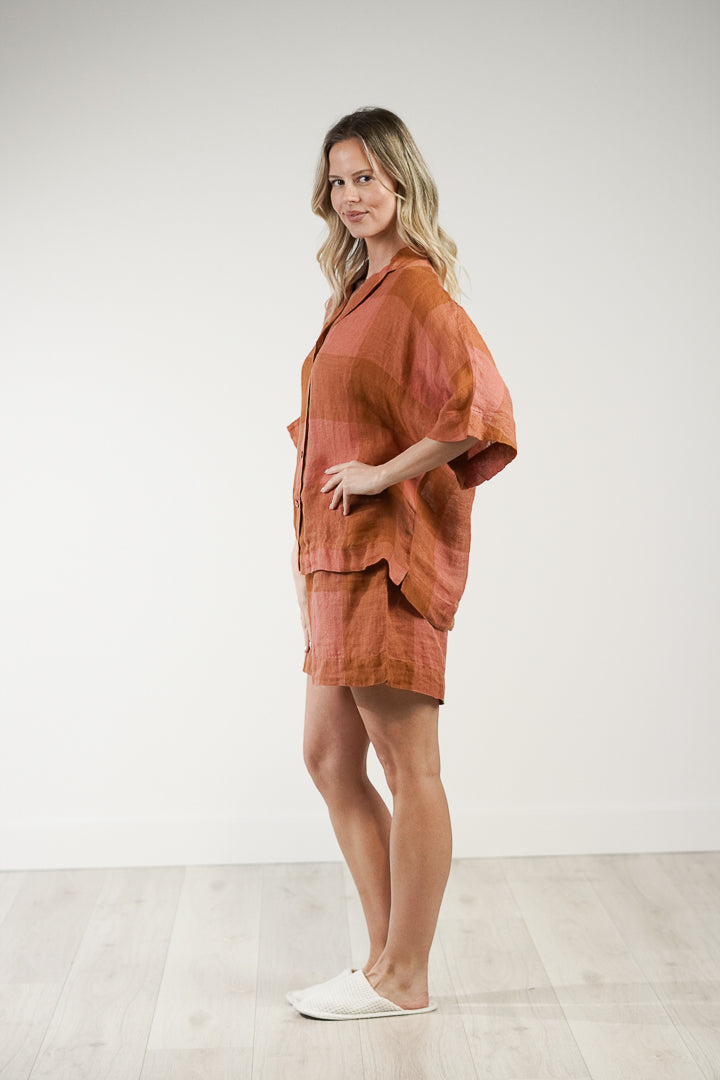 Noemi Half Sleeves Top Plaid Check
