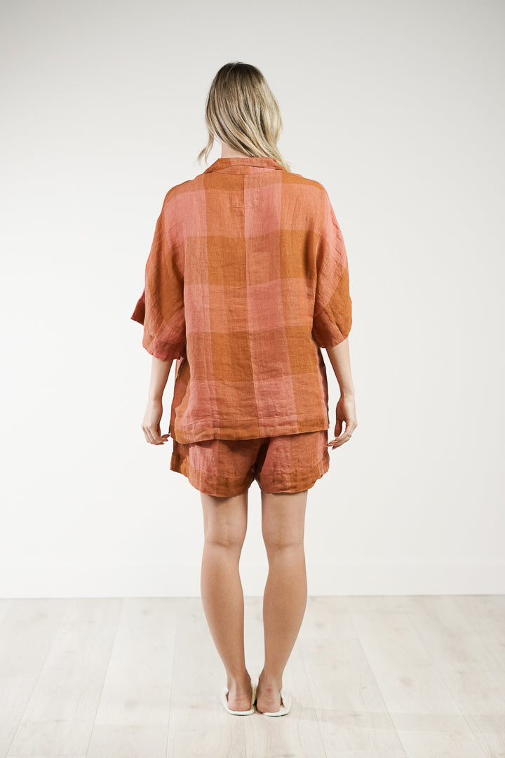 Noemi Half Sleeves Top Plaid Check