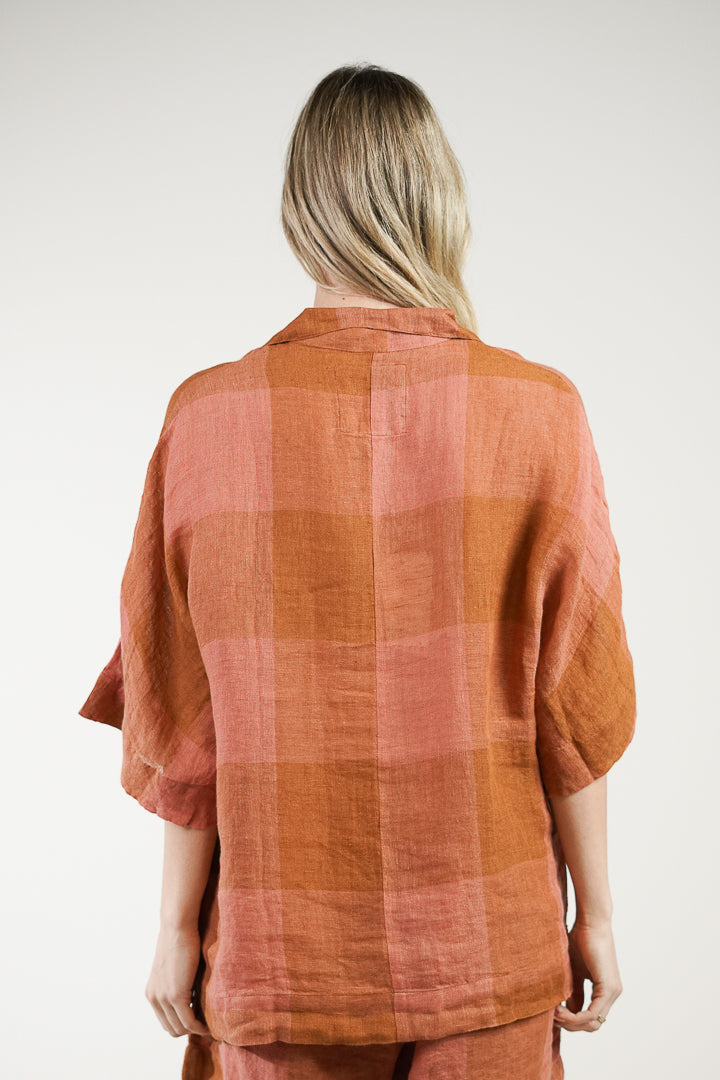 Noemi Half Sleeves Top Plaid Check