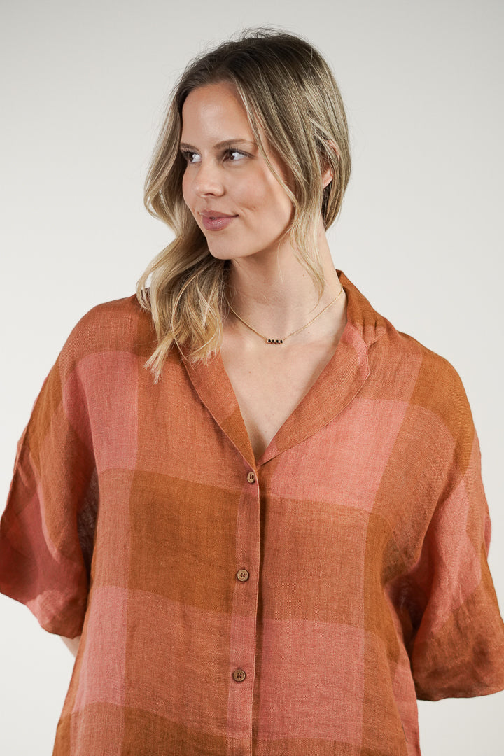 Noemi Half Sleeves Top Plaid Check