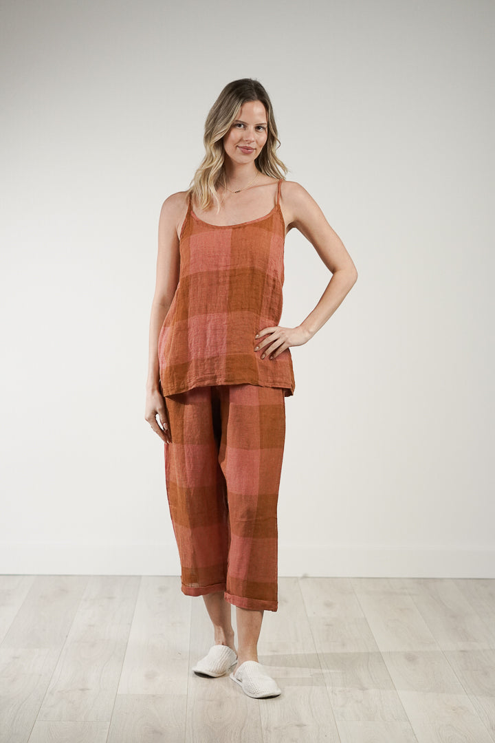 Tilly Linen 3/4 Pants Plaid Check