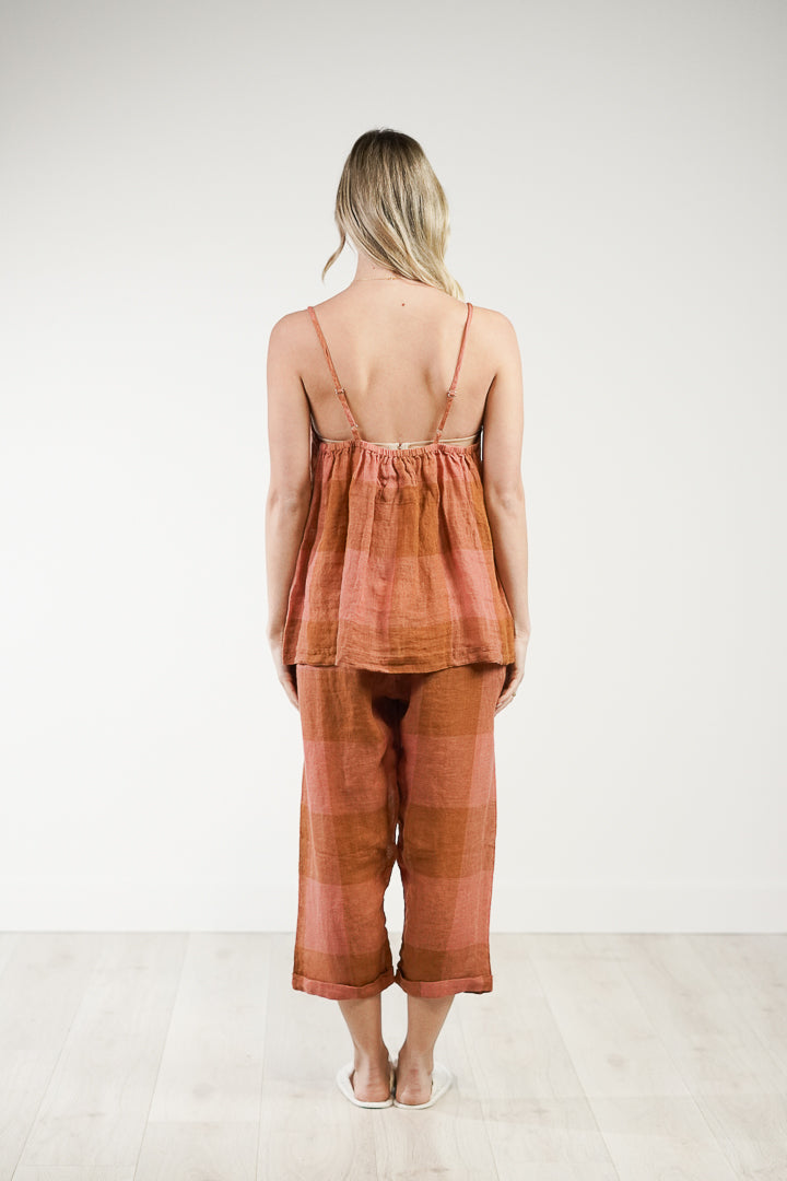 Tilly Linen 3/4 Pants Plaid Check