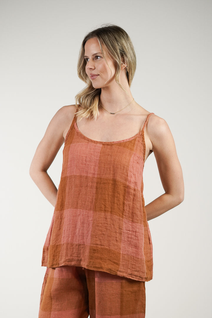 Cameron Linen Cami Plaid Check