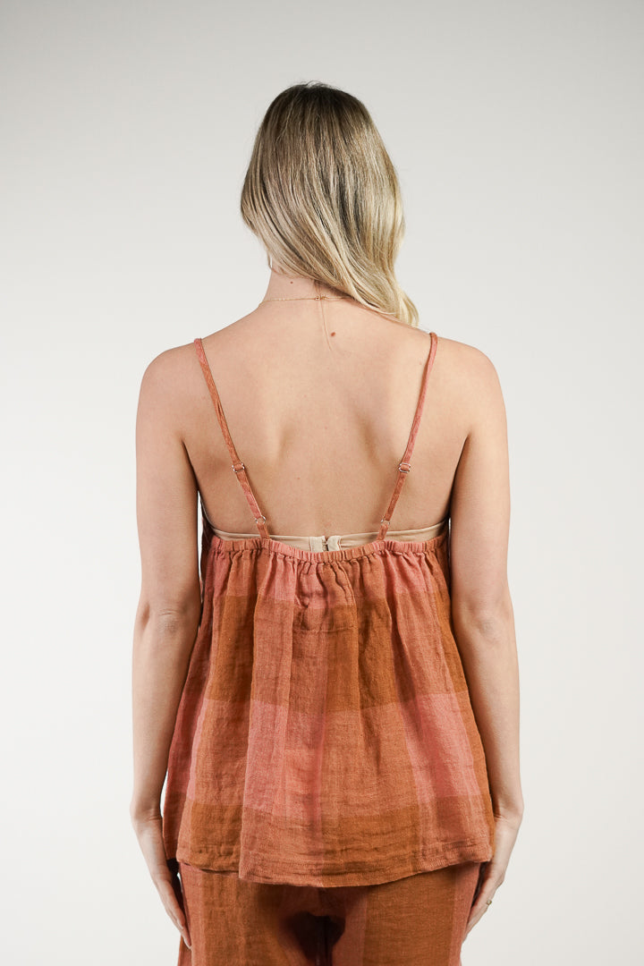 Cameron Linen Cami Plaid Check