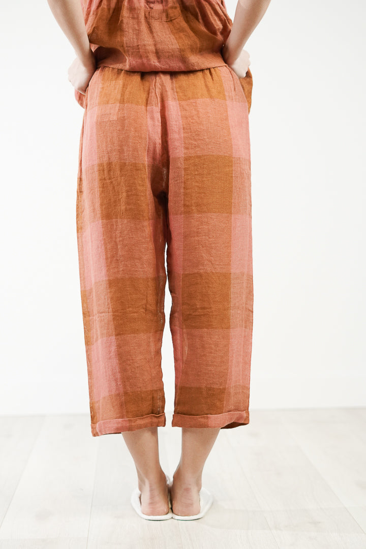 Tilly Linen 3/4 Pants Plaid Check
