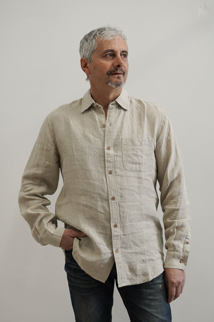 Mark Long Sleeve Linen Shirt Natural