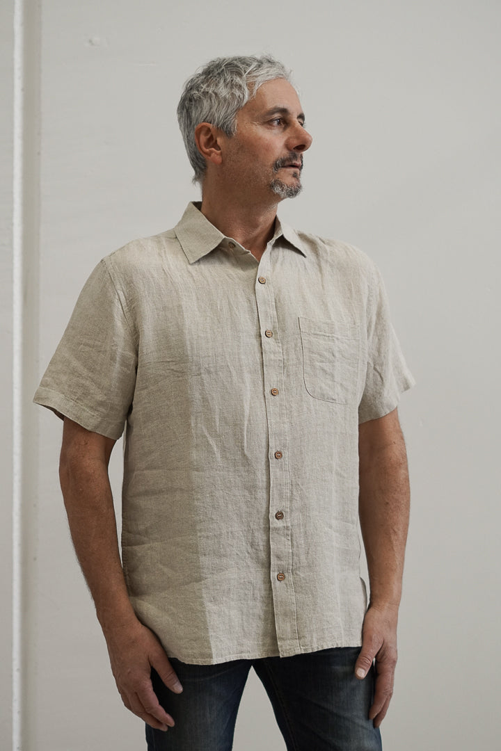 Mark Short Sleeve Linen Shirt Natural