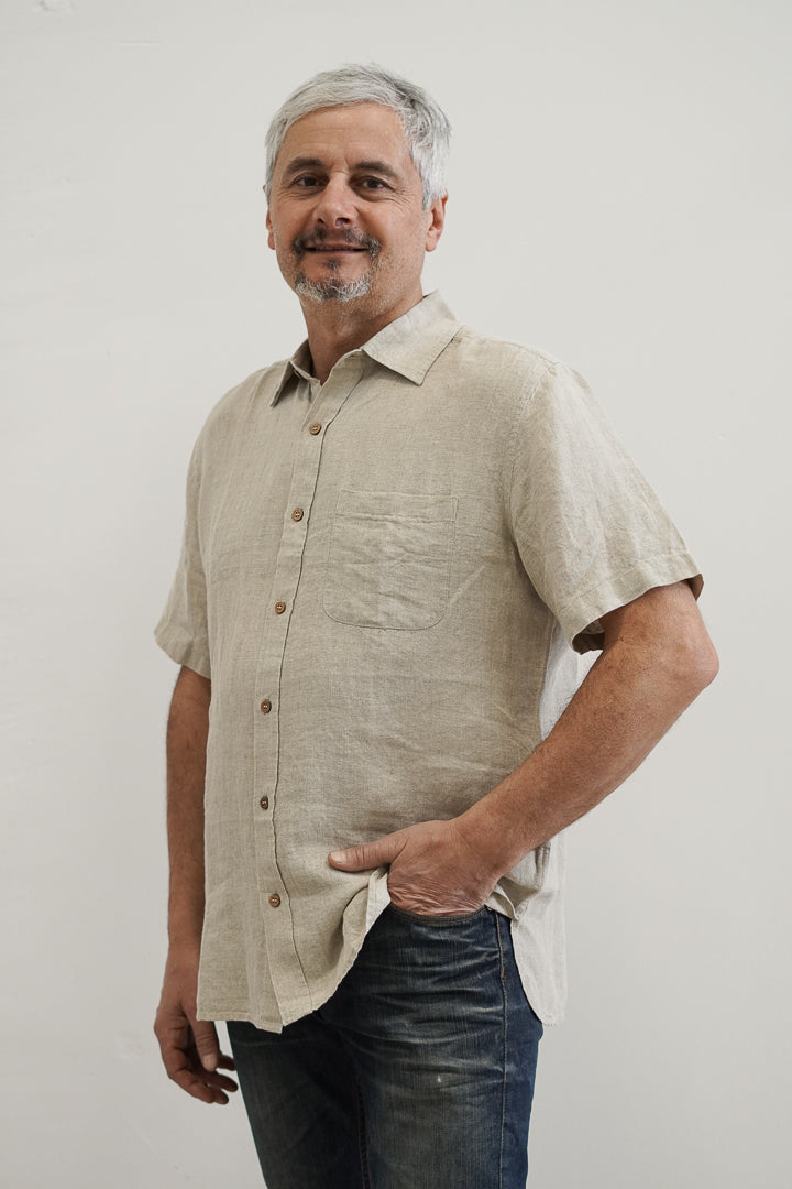 Mark Short Sleeve Linen Shirt Natural
