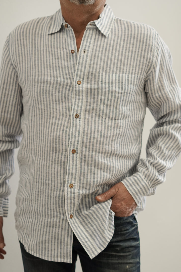 Mark Long Sleeves Powder Blue Stripes