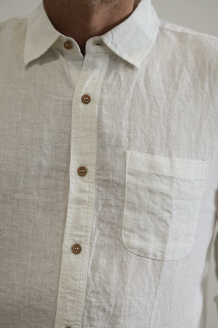 Mark Short Sleeve Linen Shirt White