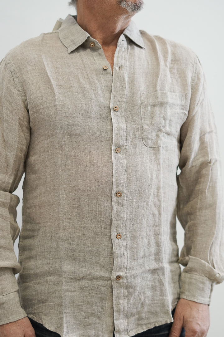 Mark Long Sleeve Shirt Natural Gauze