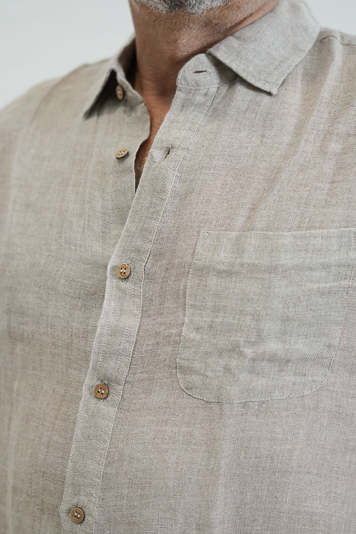 Mark Long Sleeve Shirt Natural Gauze